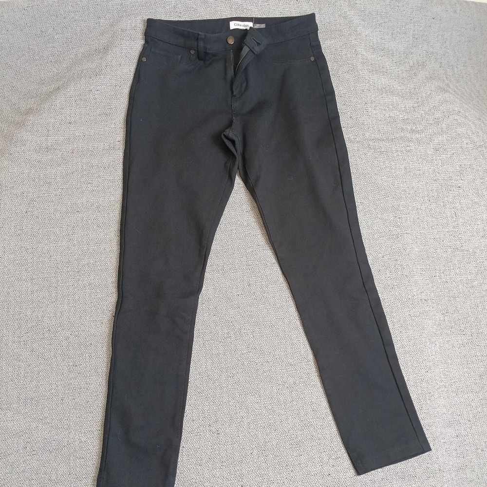 Calvin Klein Skinny Pants Womens 8 Black Excellent Stretch Ponte Trousers